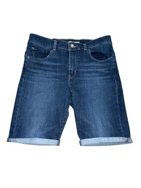 Levi's Women's Mid-Rise Shaping Bermuda Denim Shorts-Blue- 29-GUC